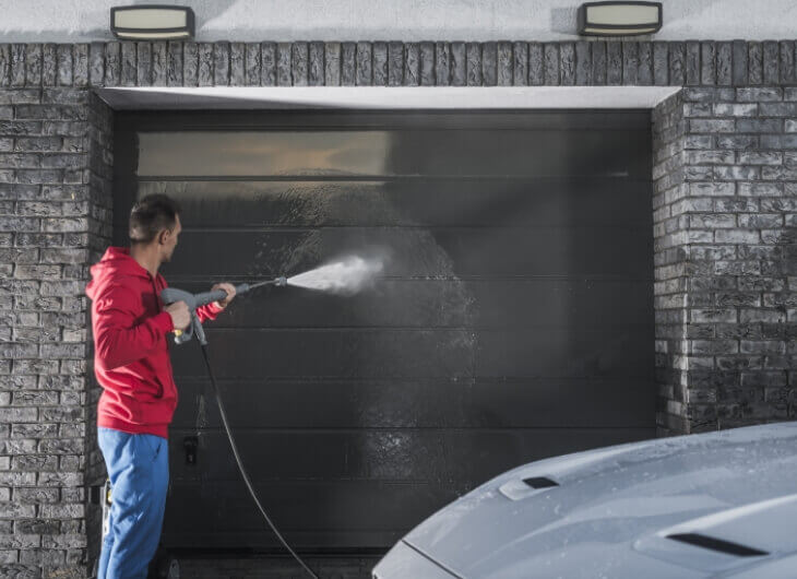 cleaning garage door